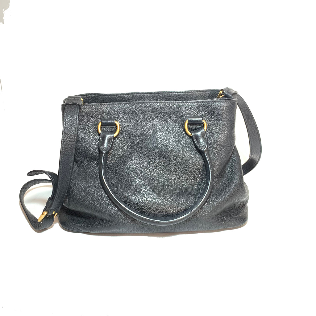 Prada Black Pebbled Leather Satchel | Gently Used |