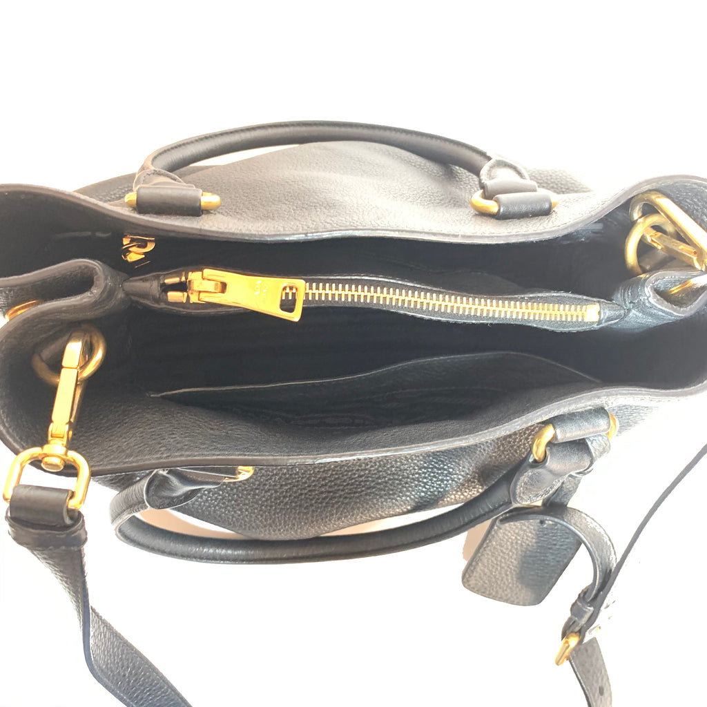 Prada Black Pebbled Leather Satchel | Gently Used |