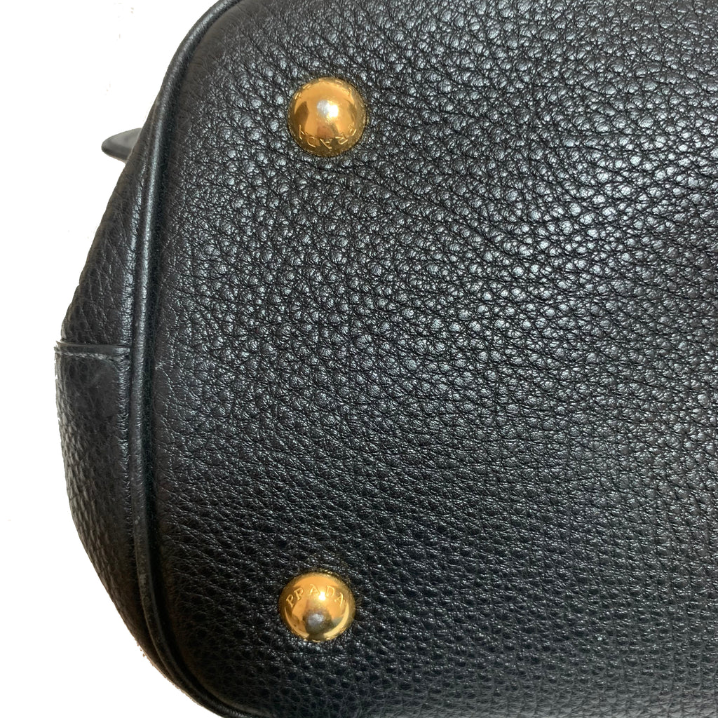 Prada Black Pebbled Leather Satchel | Gently Used |