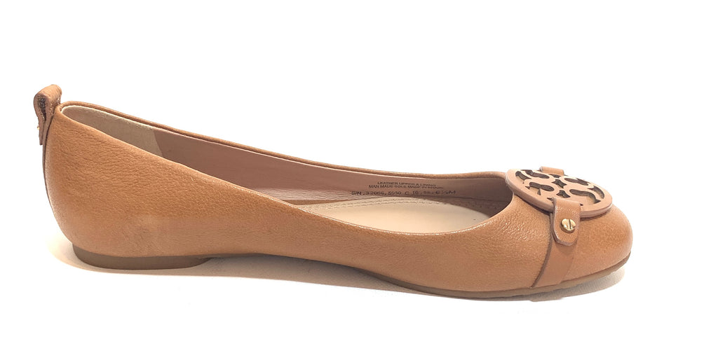 Tory Burch 'Mini Miller' Tan Leather Ballet Flats | Gently Used |