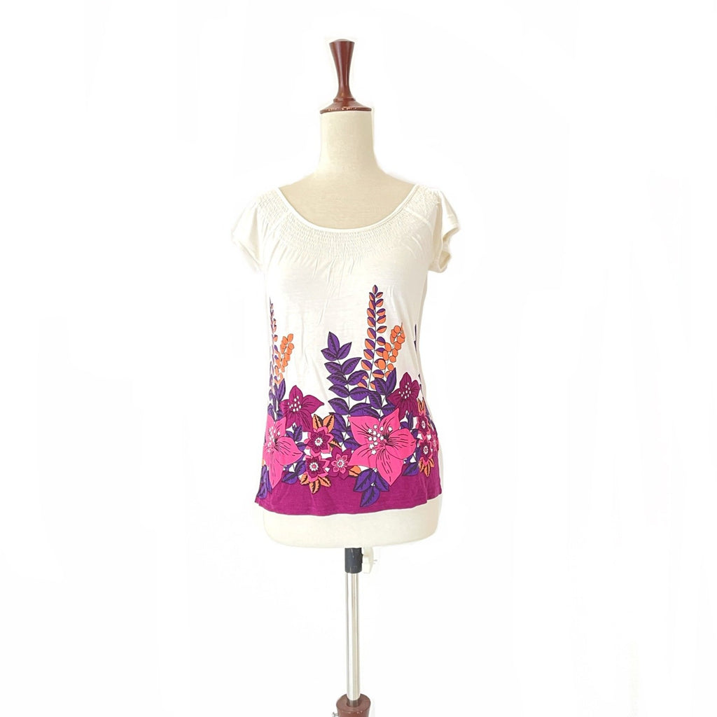H&M Off-White Printed Off-Shoulder Top | Gently Used |