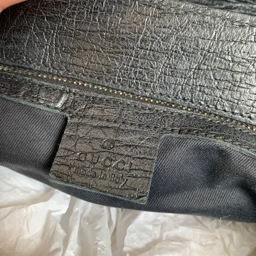 Gucci Vintage Black Monogram Horsebit Tote | Pre Loved |