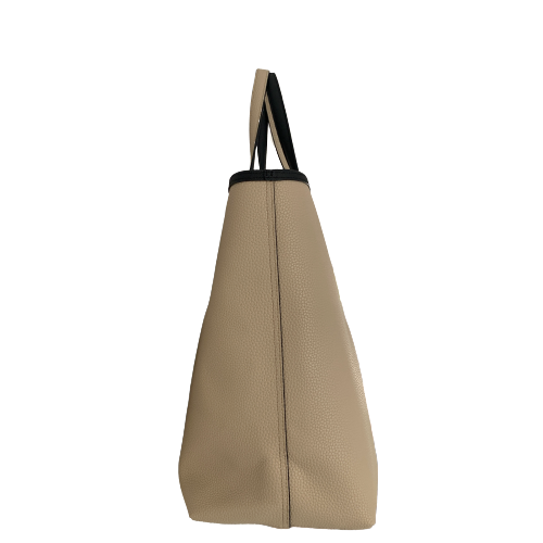 Lacoste Black & Beige Pebbled Leather Reversible Shopping Tote | Gently Used |
