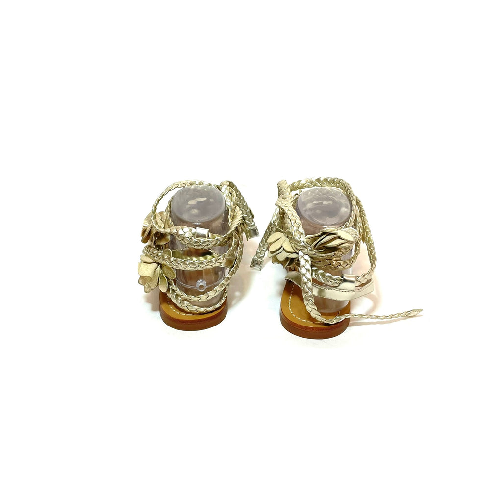 Tory Burch Gold Floral Strappy Flats | Like New |