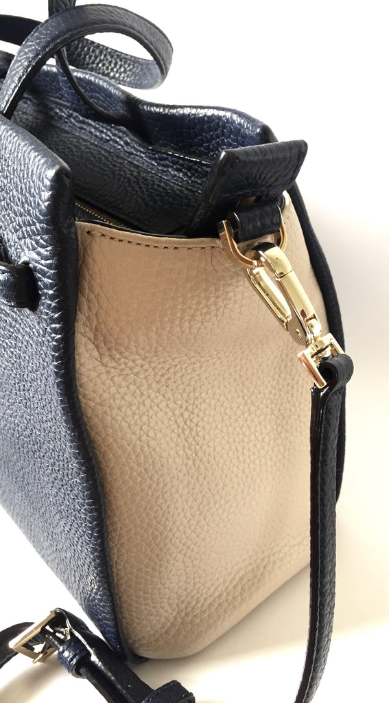 Kate Spade Pebbled Navy Blue & Cream Leather Bag | Gently Used |