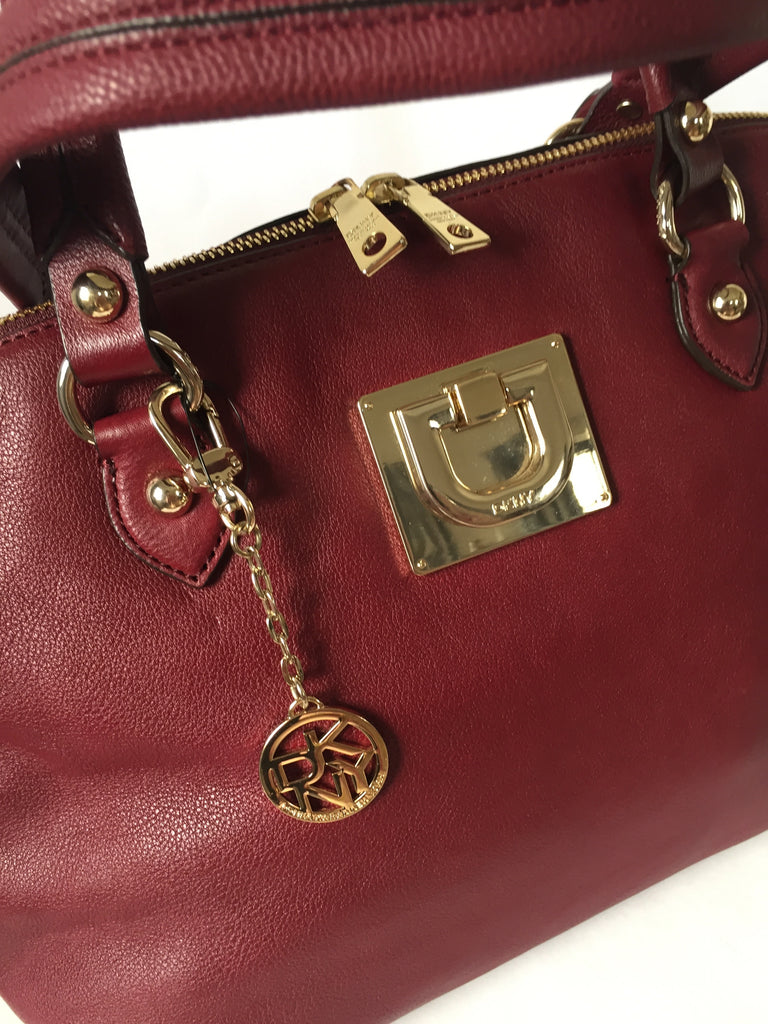 DKNY Maroon Pebbled Leather Tote | Gently Used |