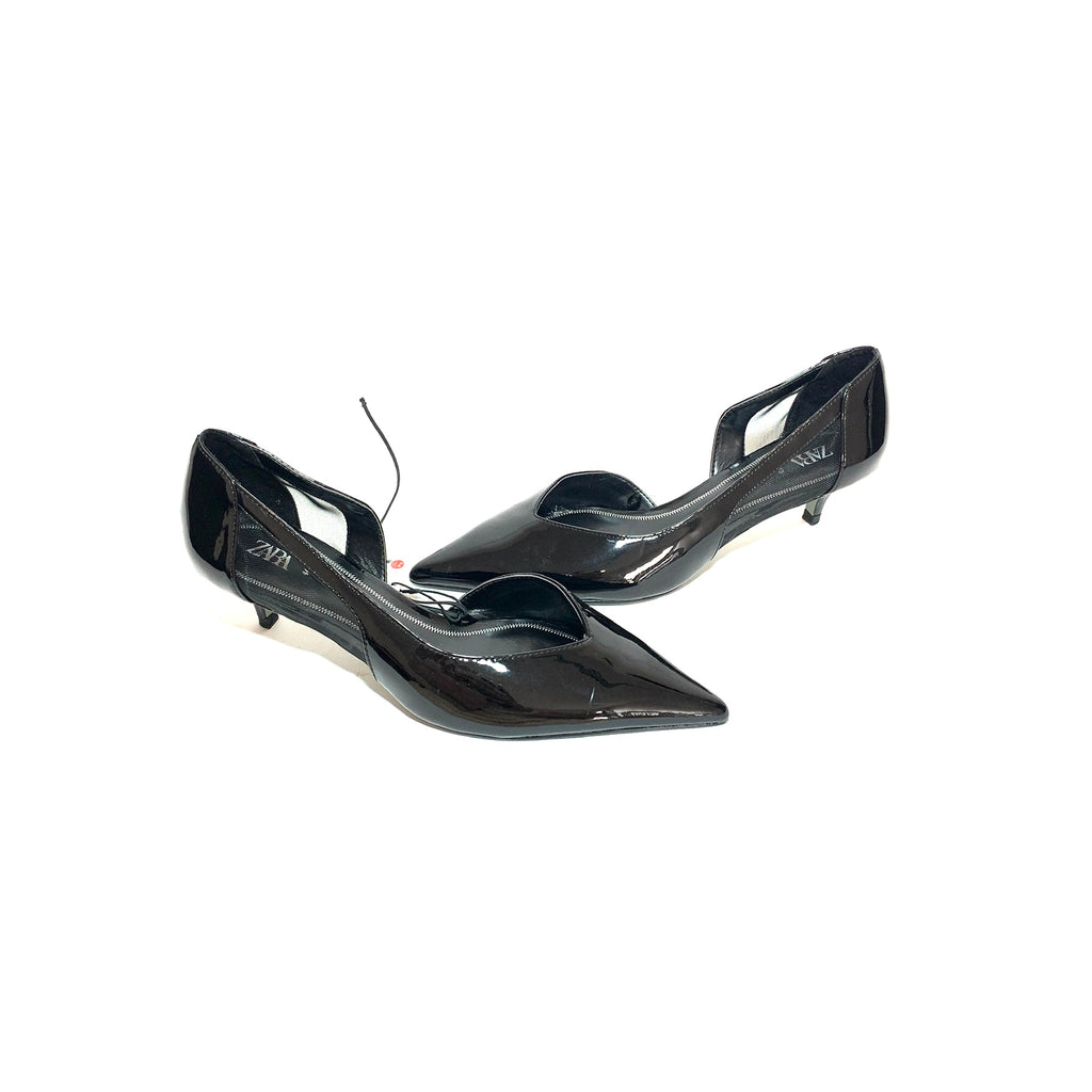 ZARA Black Patent Pointed Pumps | Brand New |