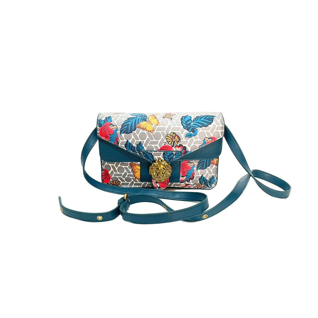 Anne Klein Blue & Grey Printed Cross-Body Bag | Gently Used |