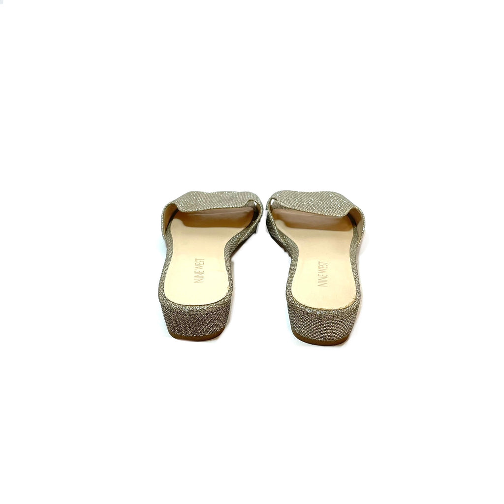 Nine West Gold Glitter Mini Wedge Sandals | Gently Used |