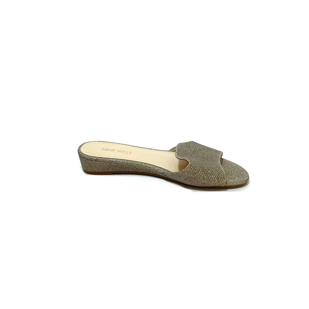 Nine West Gold Glitter Mini Wedge Sandals | Gently Used |
