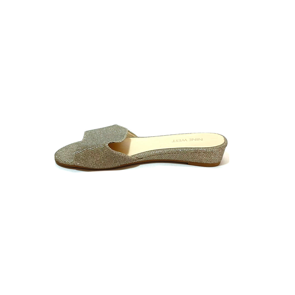 Nine West Gold Glitter Mini Wedge Sandals | Gently Used |