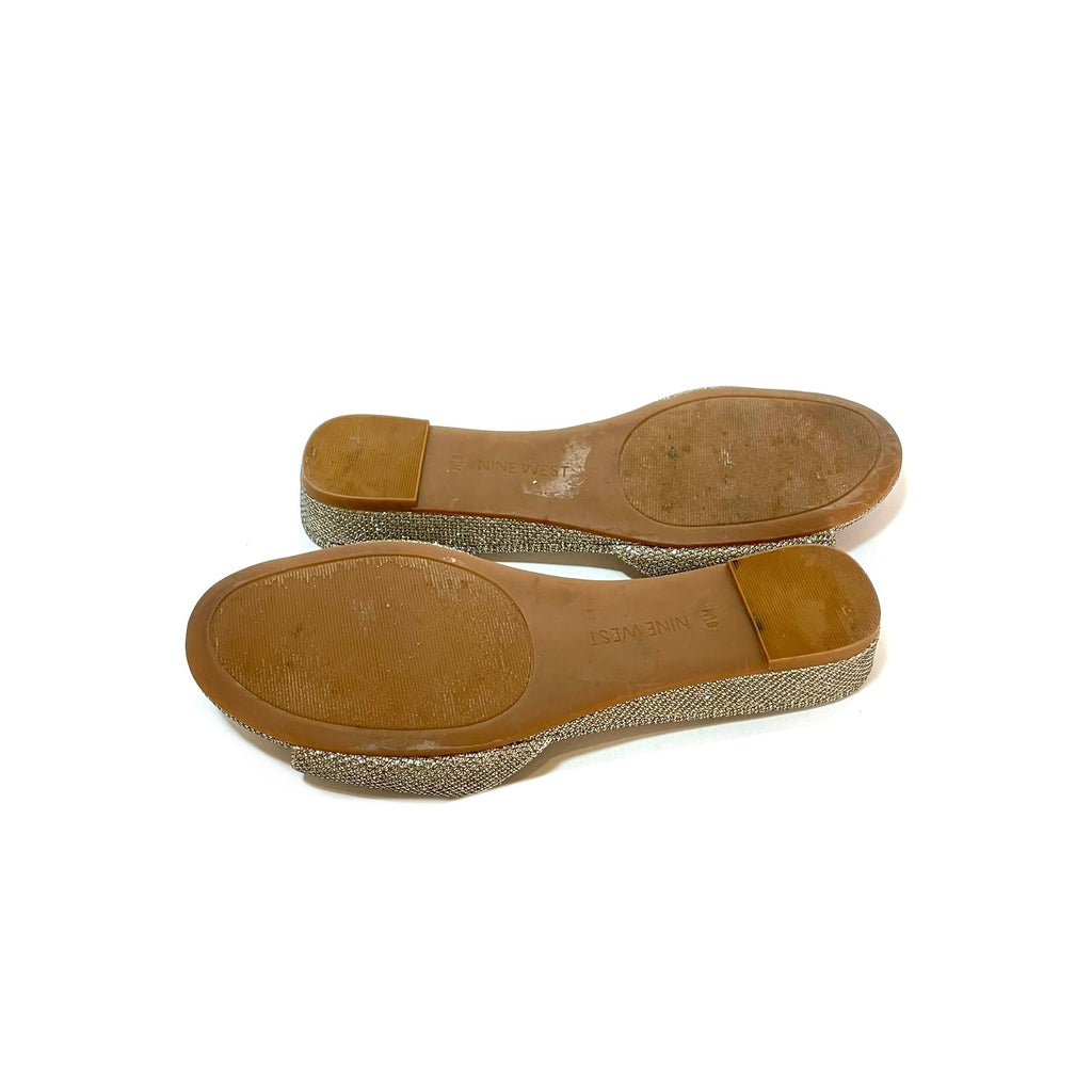 Nine West Gold Glitter Mini Wedge Sandals | Gently Used |