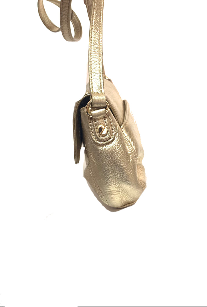 Michael Kors Mini Gold Leather Cross Body Bag | Pre Loved |