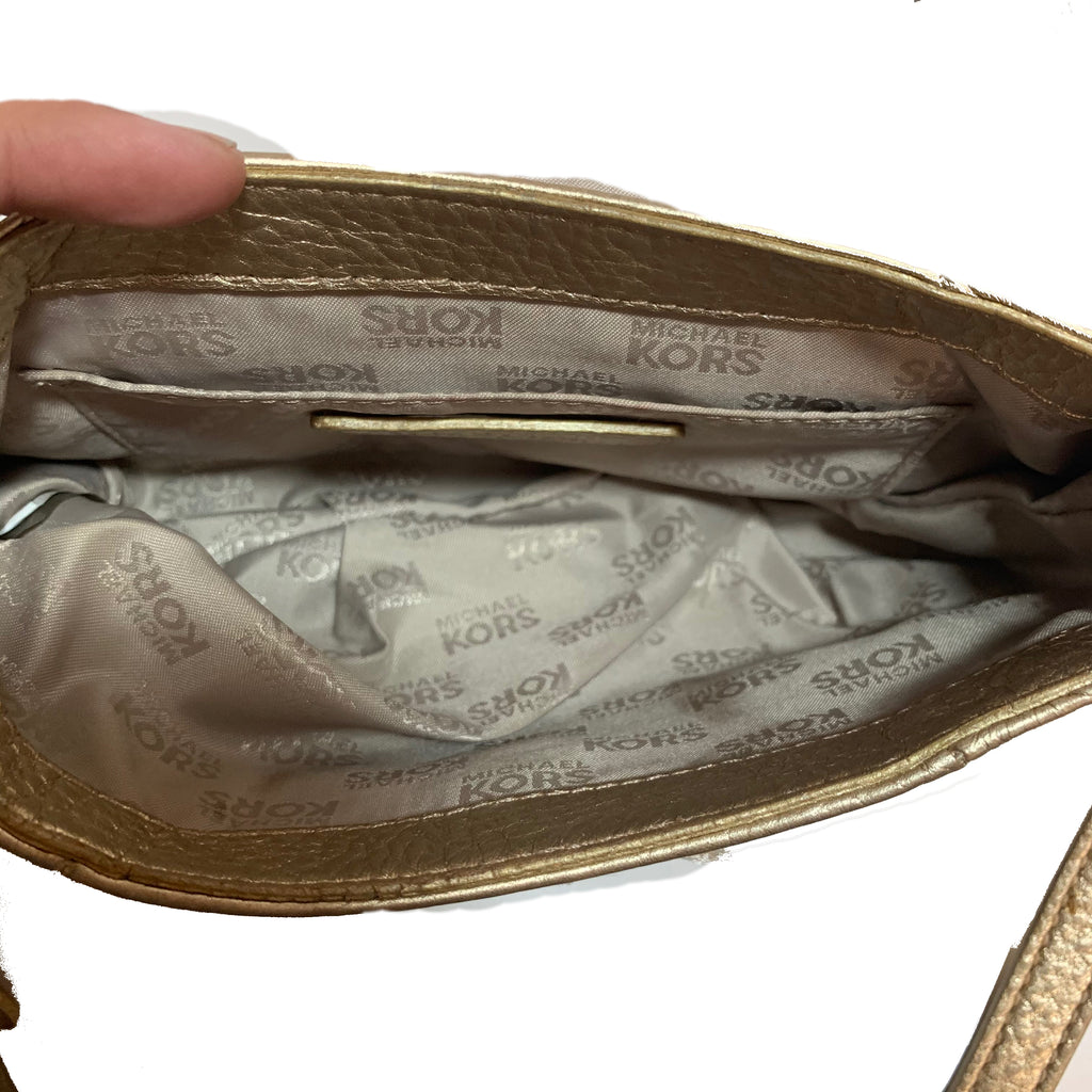 Michael Kors Mini Gold Leather Cross Body Bag | Pre Loved |
