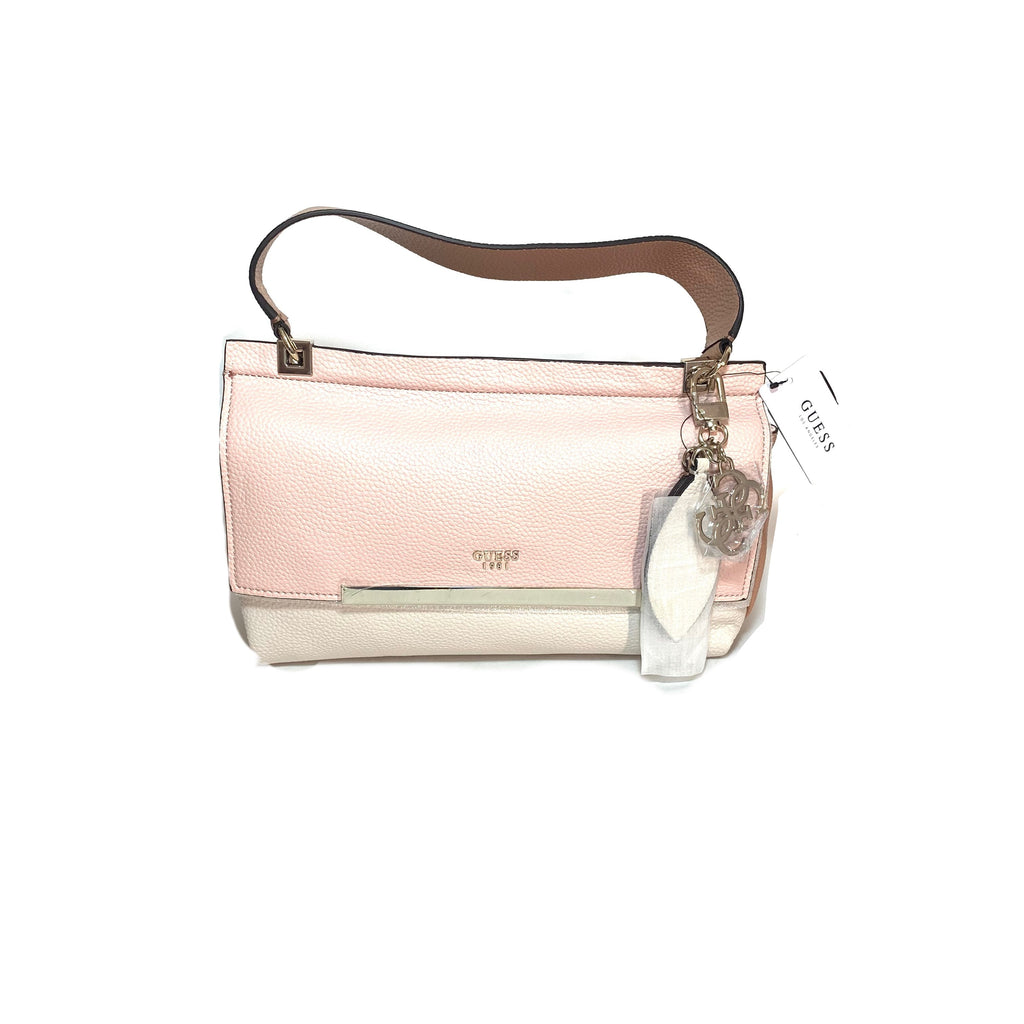 Guess Pink Tri-colour Pebbled Leatherette Shoulder Bag | Brand New |