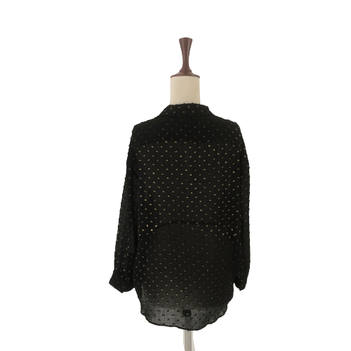 ZARA Black & Gold Deep V-neck Blouse | Gently Used |