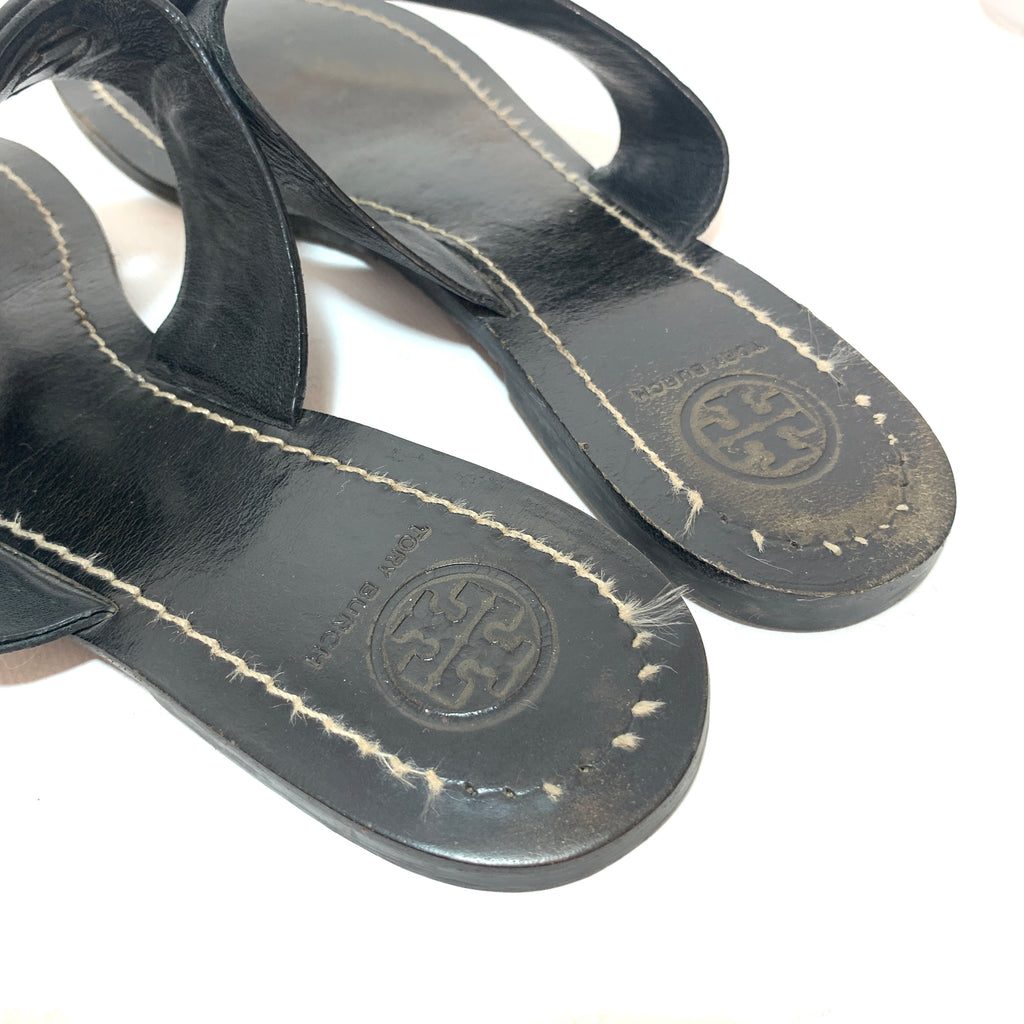 Tory Burch Black Leather 'Louisa' Thong Sandals | Pre Loved |