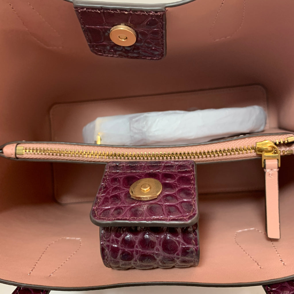 Tory Burch Maroon/ Pink 'Blake' Embossed Small Tote | Like New |