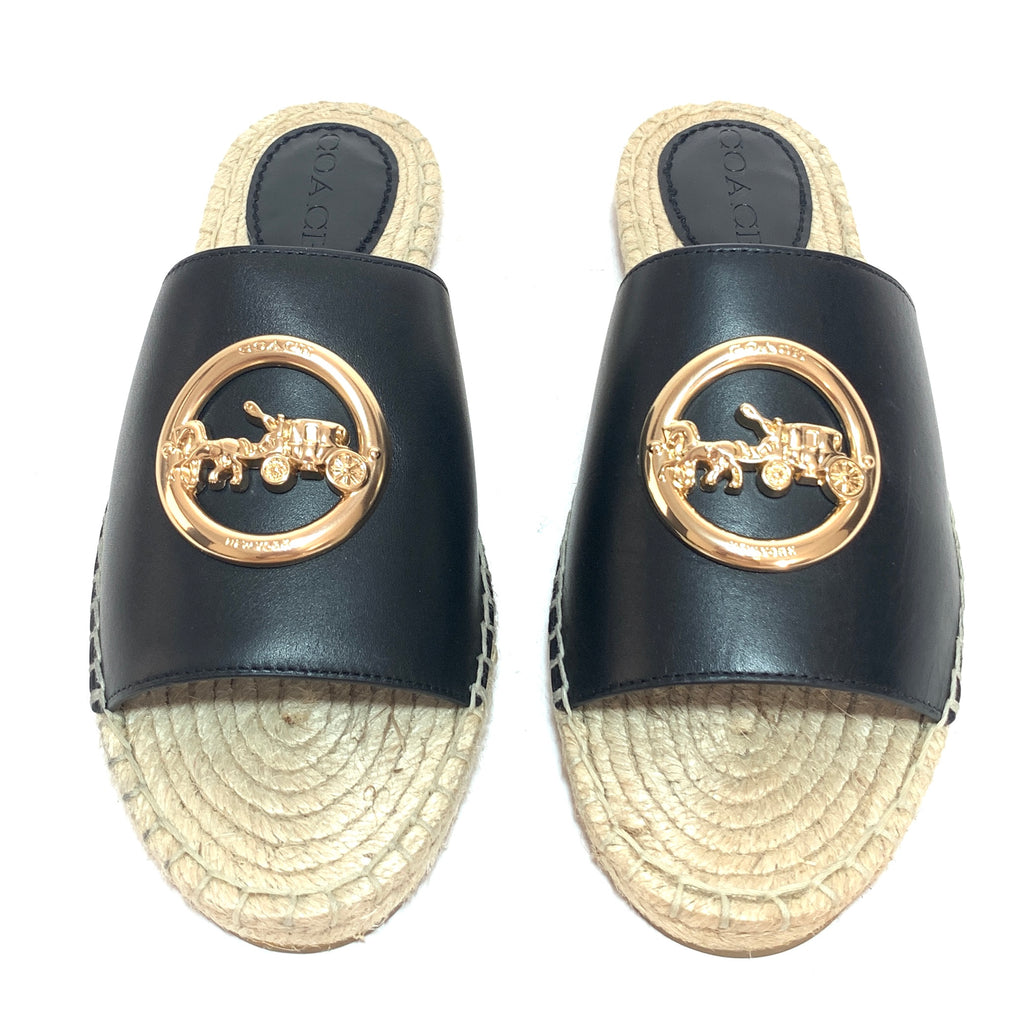 Coach 'Corey' Leather Espadrille Slides | Brand New |
