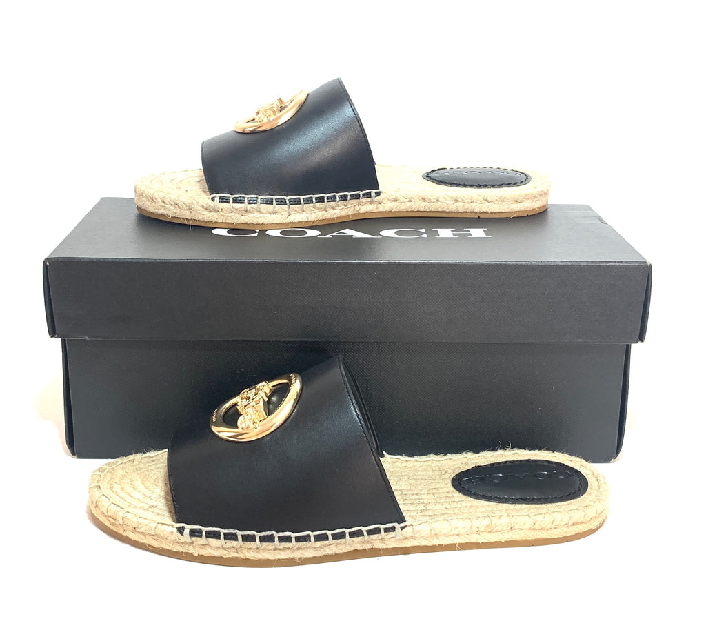 Coach 'Corey' Leather Espadrille Slides | Brand New |