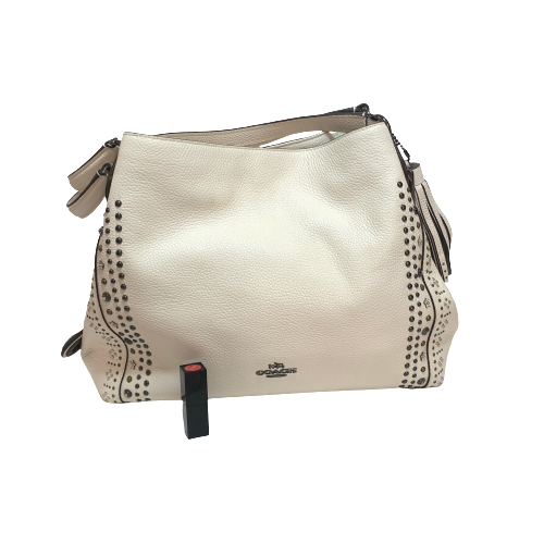 Coach 'Edie' Cream Pebbled Leather Studded Shoulder Bag | Gently Used |