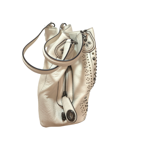 Coach 'Edie' Cream Pebbled Leather Studded Shoulder Bag | Gently Used |