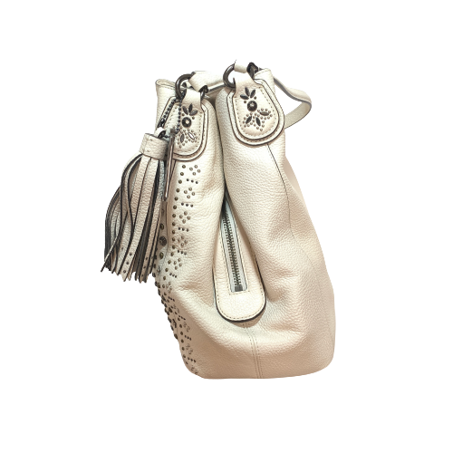Coach 'Edie' Cream Pebbled Leather Studded Shoulder Bag | Gently Used |