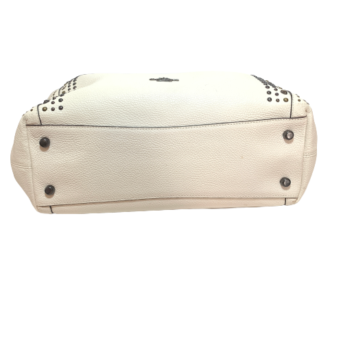 Coach 'Edie' Cream Pebbled Leather Studded Shoulder Bag | Gently Used |