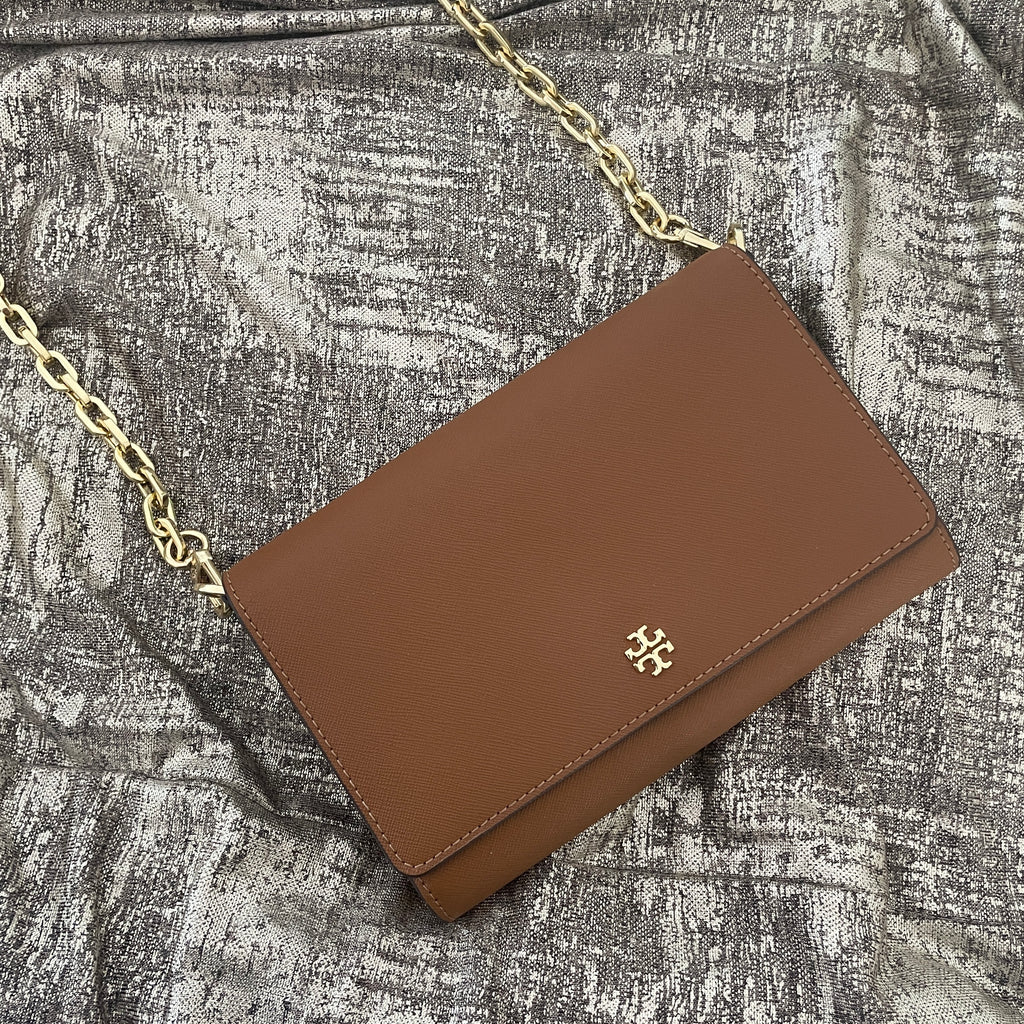 Tory Burch 'Emerson' Tan Leather Wallet-On-Chain | Gently Used |