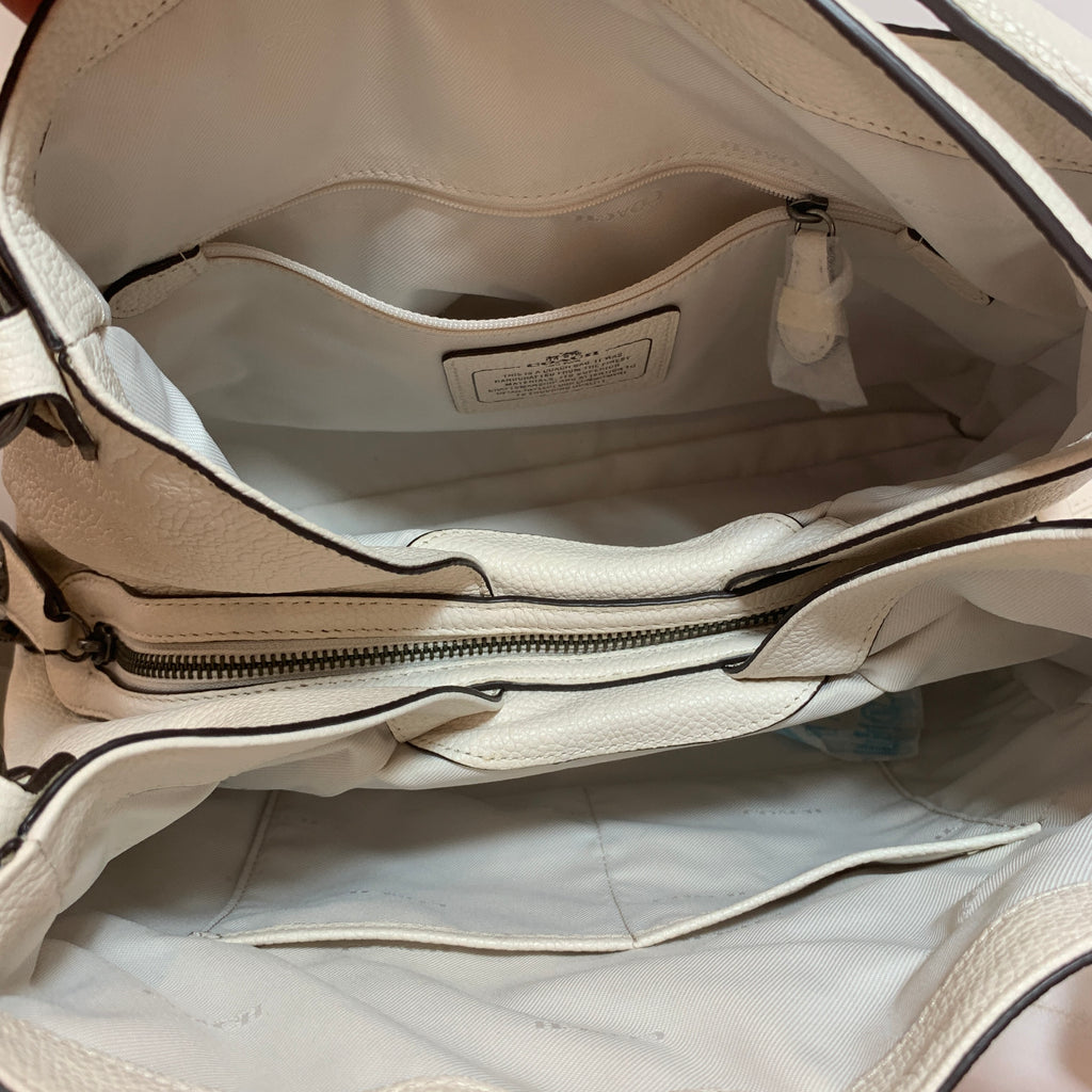 Coach 'Edie' Cream Pebbled Leather Studded Shoulder Bag | Gently Used |