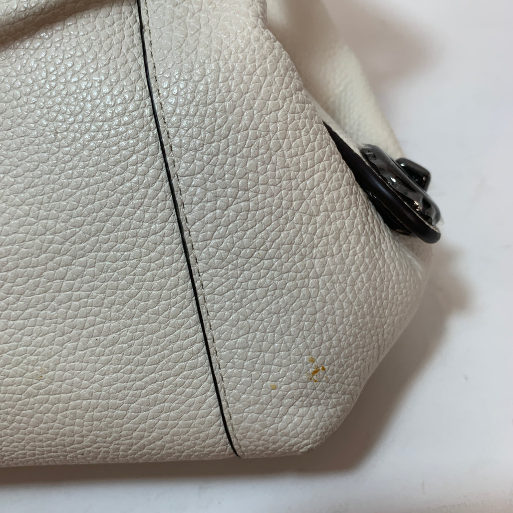Coach 'Edie' Cream Pebbled Leather Studded Shoulder Bag | Gently Used |