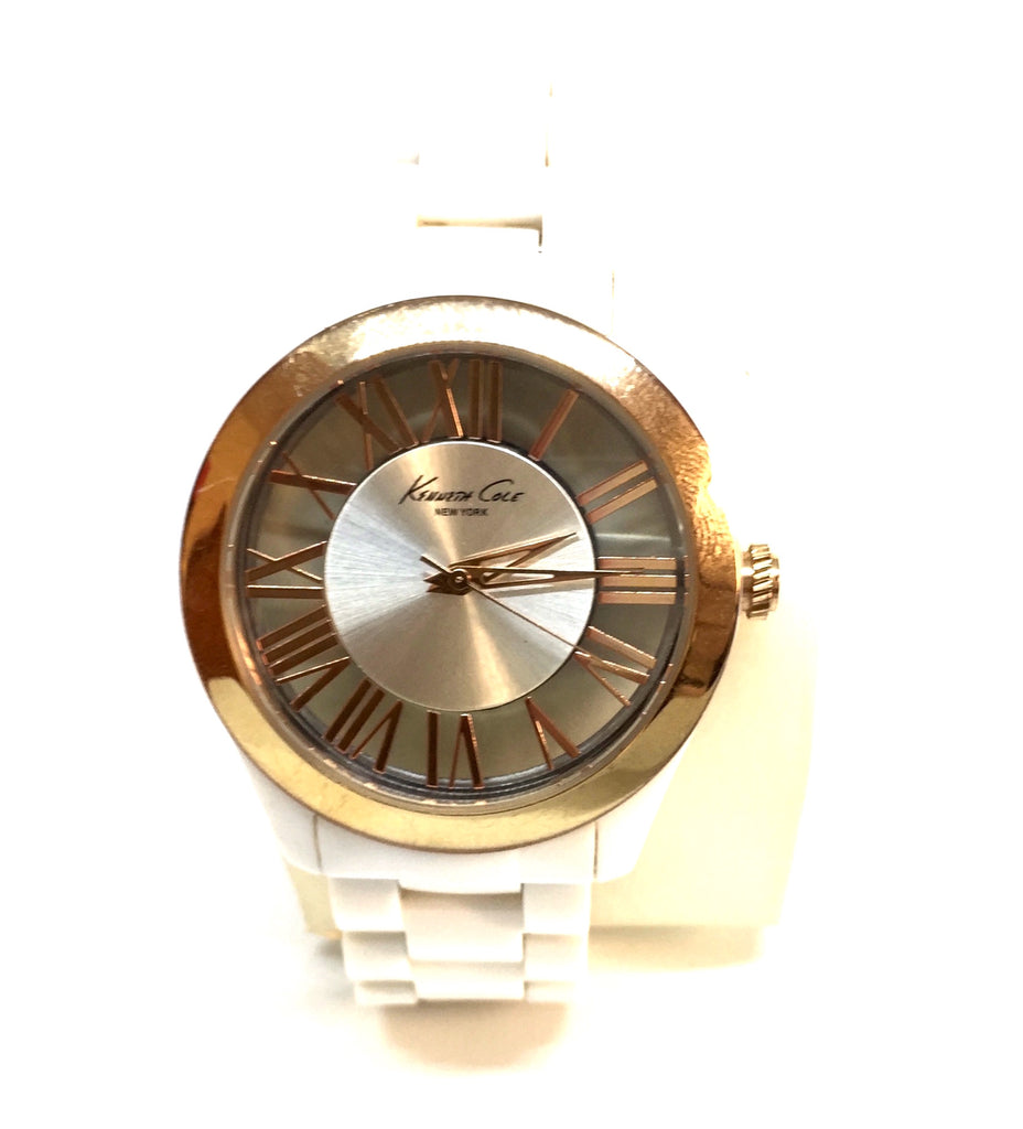 Kenneth Cole White & Gold Ceramic Bracelet Watch | Gently Used |