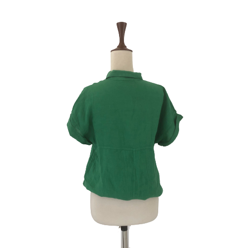 ZARA Bottle Green Linen Shirt | Gently Used |