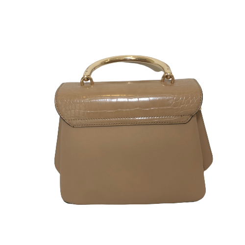 Dune Croc-print Camel Small Curved Flap Bag | Like New |