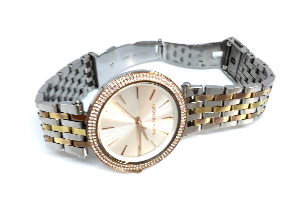 Michael Kors Darci Pavé Silver & Gold Toned Watch | Gently Used |