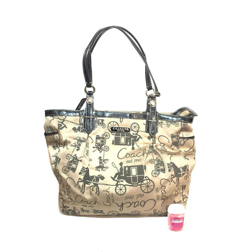 Coach Beige Carriage Print Canvas Tote | Pre Loved |