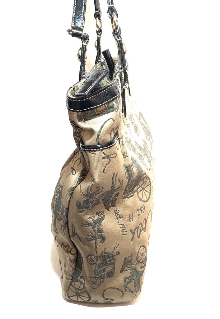Coach Beige Carriage Print Canvas Tote | Pre Loved |