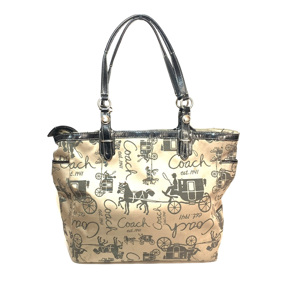 Coach Beige Carriage Print Canvas Tote | Pre Loved |