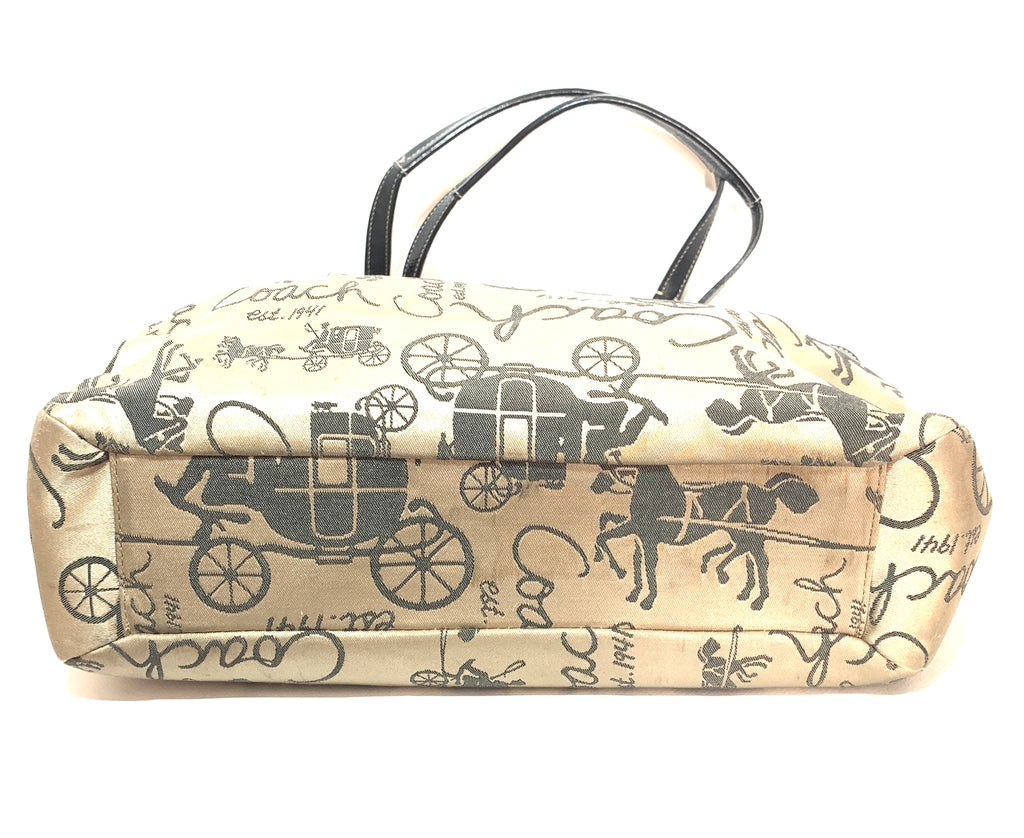 Coach Beige Carriage Print Canvas Tote | Pre Loved |