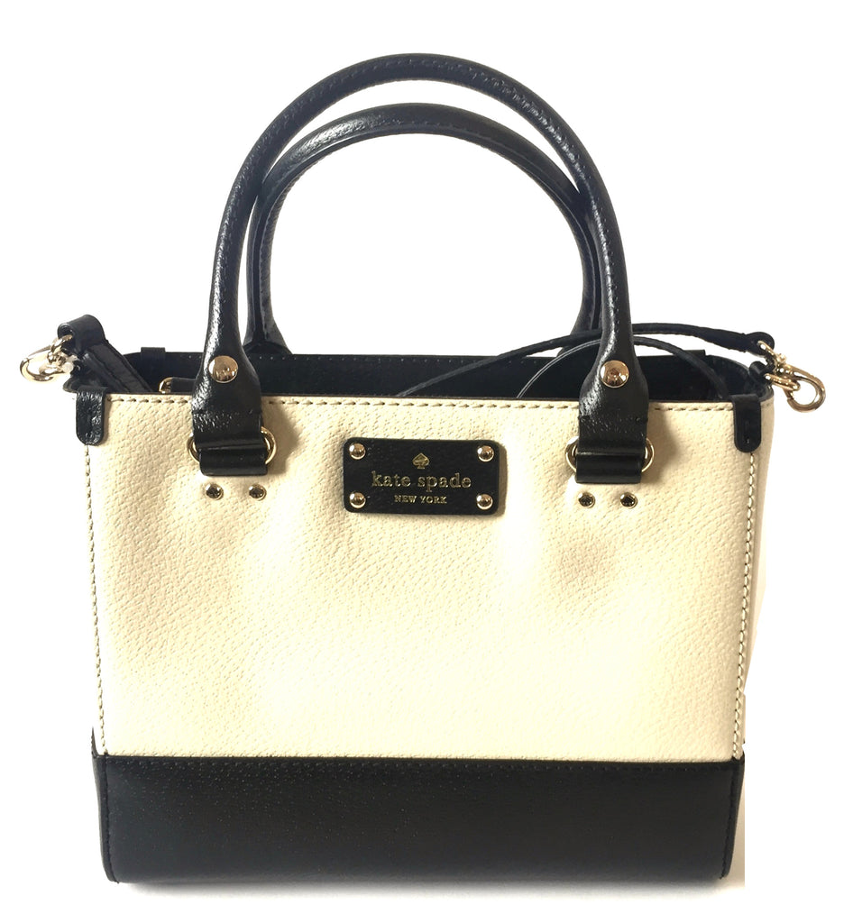 Kate Spade Cream and Black Leather Small Tote | Like New |