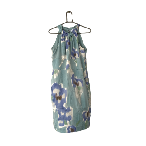 Ann Taylor Light Blue Printed Halter-neck Dress
