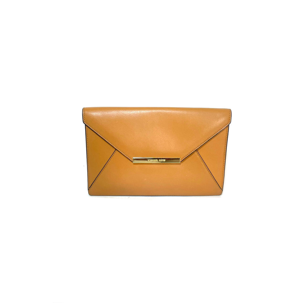 Michael Kors Tan Leather Envelope Convertible Clutch | Pre Loved |