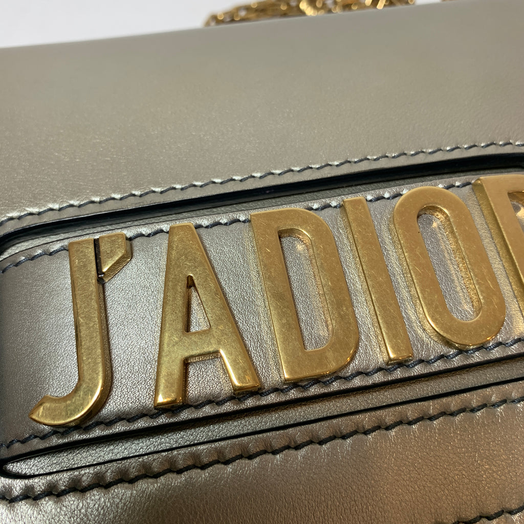 DIOR 'J'ADIOR' Metallic Light Gold Calf Skin Leather Flap Bag | Gently Used |