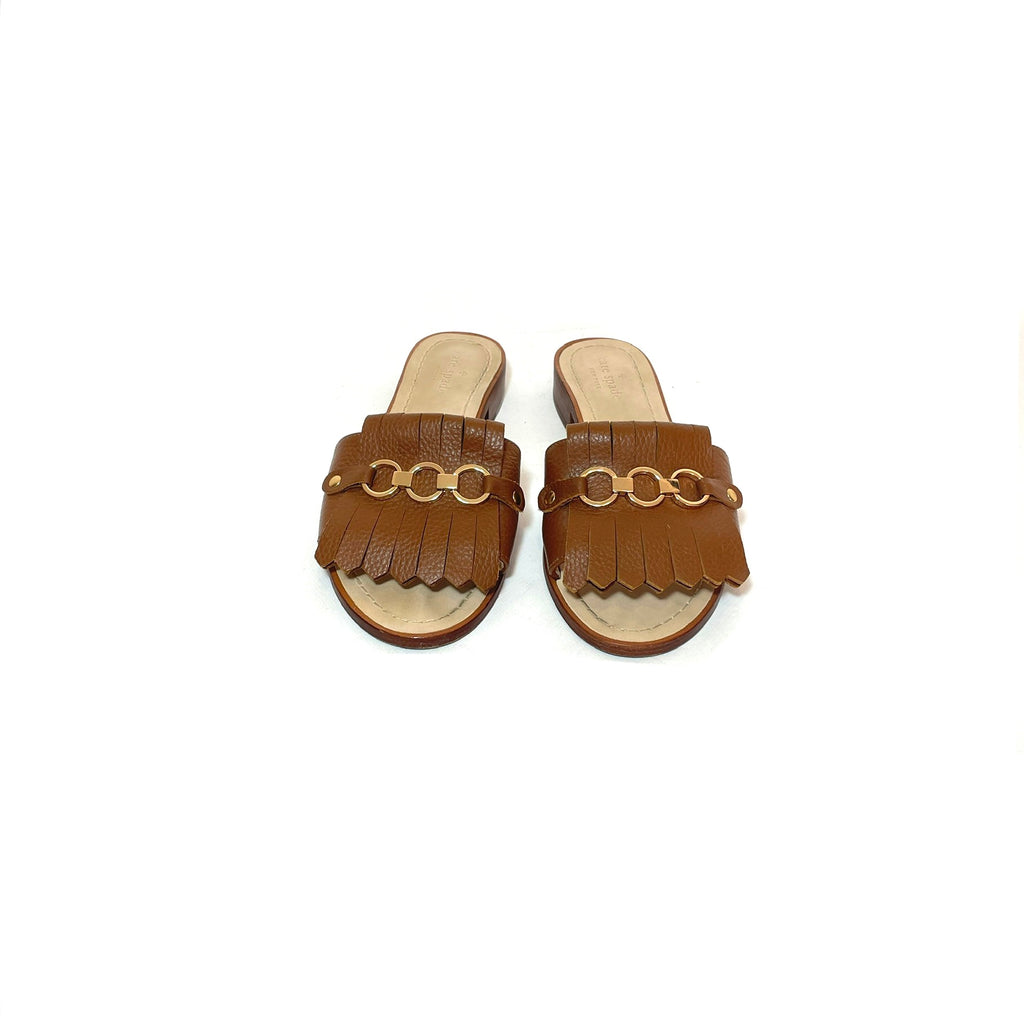 Kate Spade Tan Leather Fringe Sandals | Pre Loved |