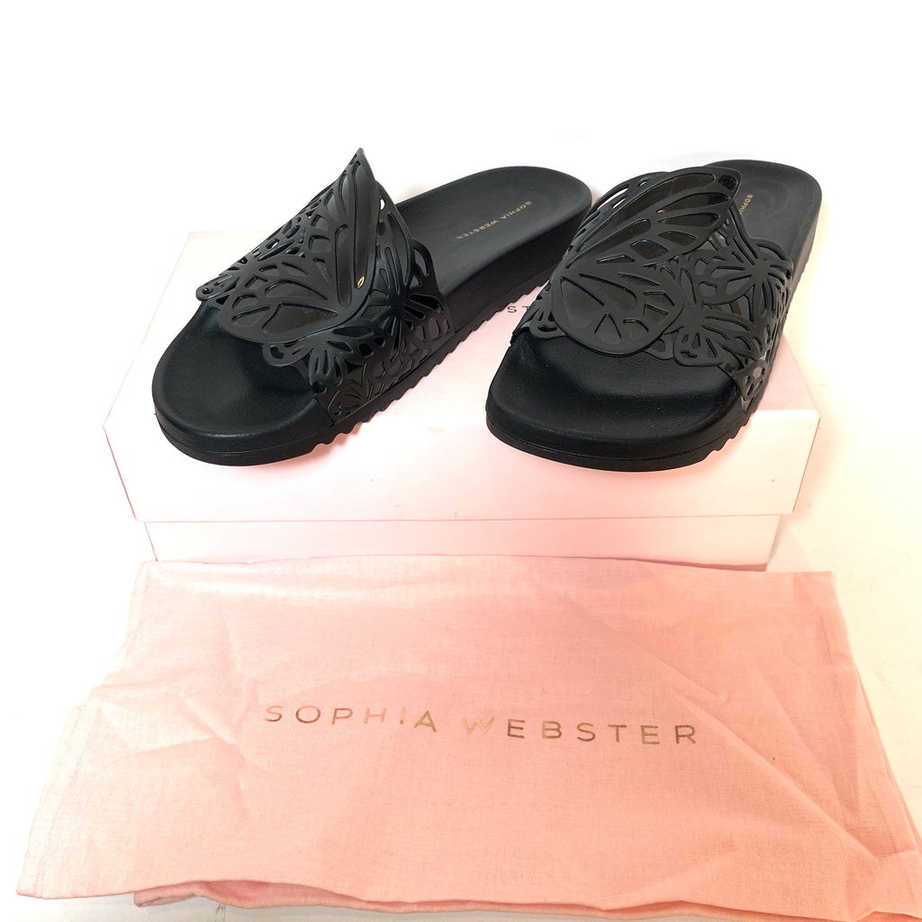 Sophia Webster Black Butterfly Slides | Brand New |