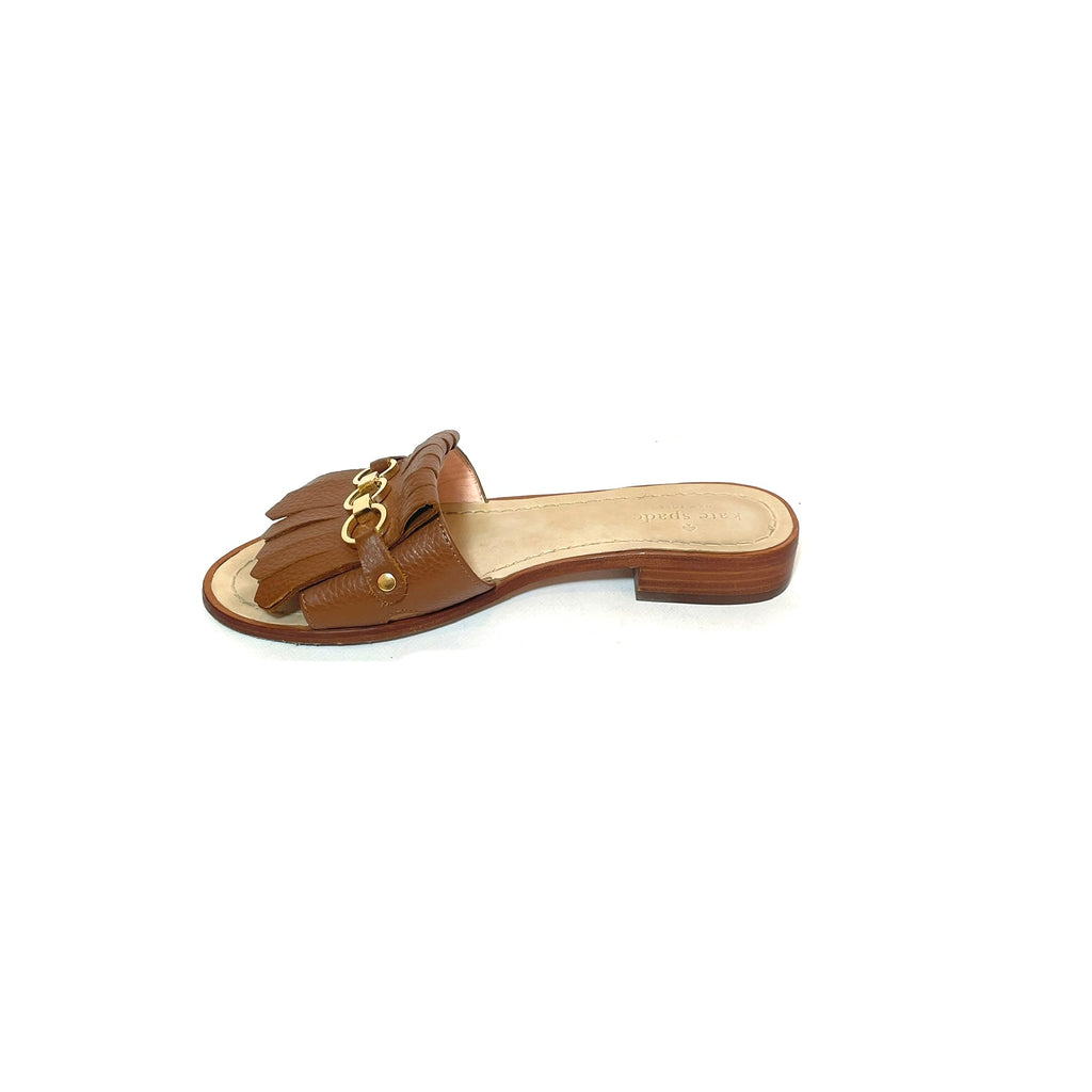 Kate Spade Tan Leather Fringe Sandals | Pre Loved |