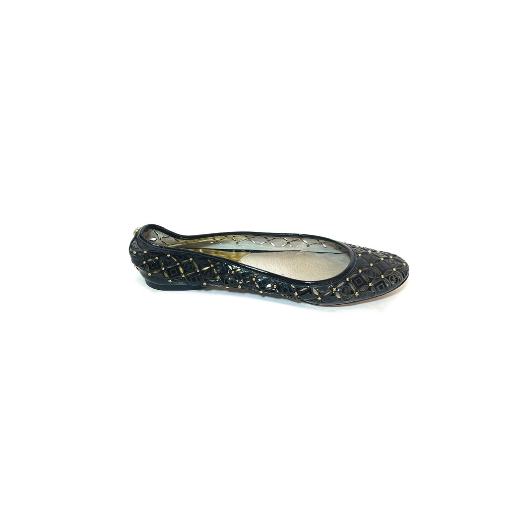 Michael Kors Black Leather Gabriella Perforated Ballet Flats | Pre Loved |