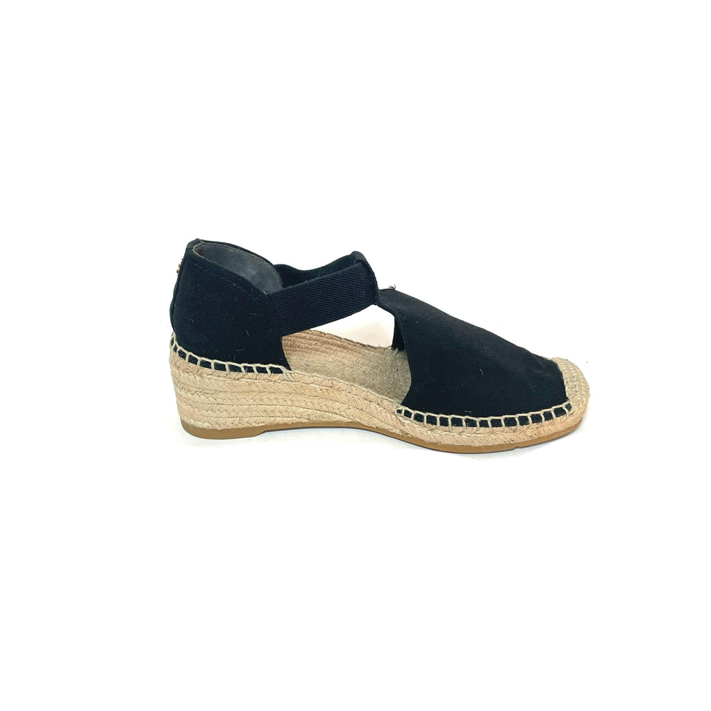 Tory Burch Black Canvas Espadrille Wedges | Gently Used |