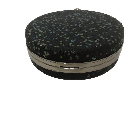 Charles & Keith Round Black Stars & Sequin Convertible Clutch | Pre Loved |
