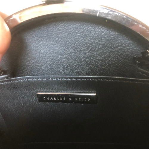 Charles & Keith Round Black Stars & Sequin Convertible Clutch | Pre Loved |